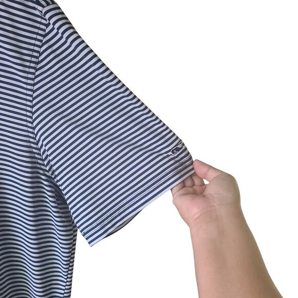 Vineyard Vines Men's Blue & White Striped Short Sleeve N Patch Polo Shirt XL - Picture 8 of 9